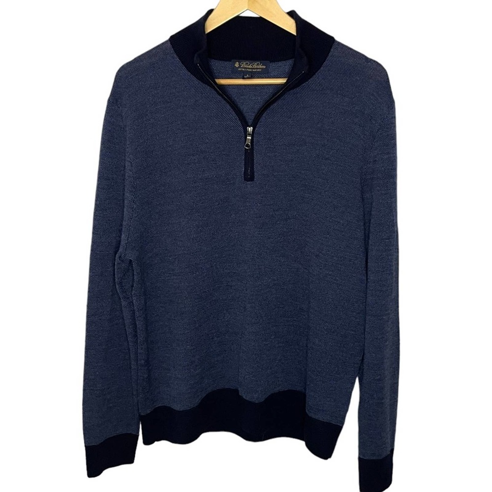 Brooks Brothers Extra Fine Merino Wool 1/4 Zip Pullover Sweater Size Large